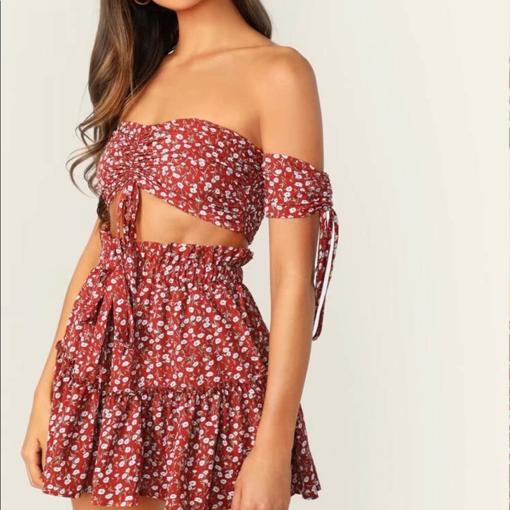 2 piece floral skirt set